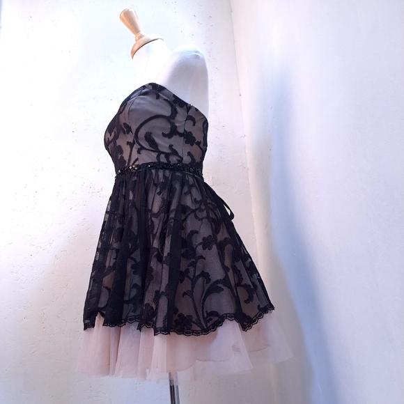 B. SMART | Black & tan tulle strapless mini prom dress - Picture 6 of 15